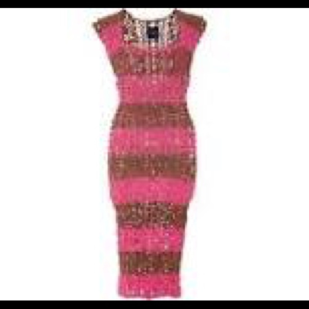 Elegant Pink and Brown Midi Dress